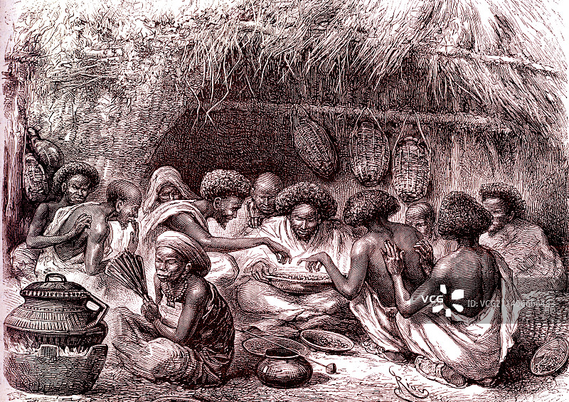 烤咖啡，索马里，19世纪插图图片素材