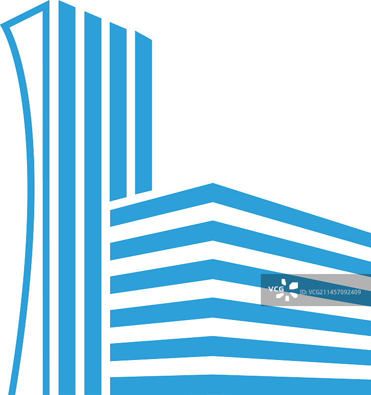 蓝色高楼标志着市中心的剪影图片素材
