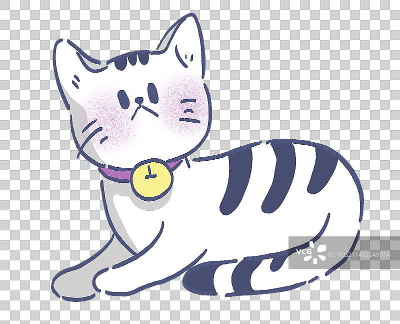 黑白小猫动物卡通插画元素图片素材