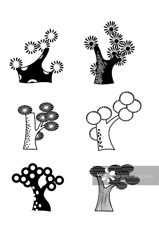 树的传统图案插画图片素材