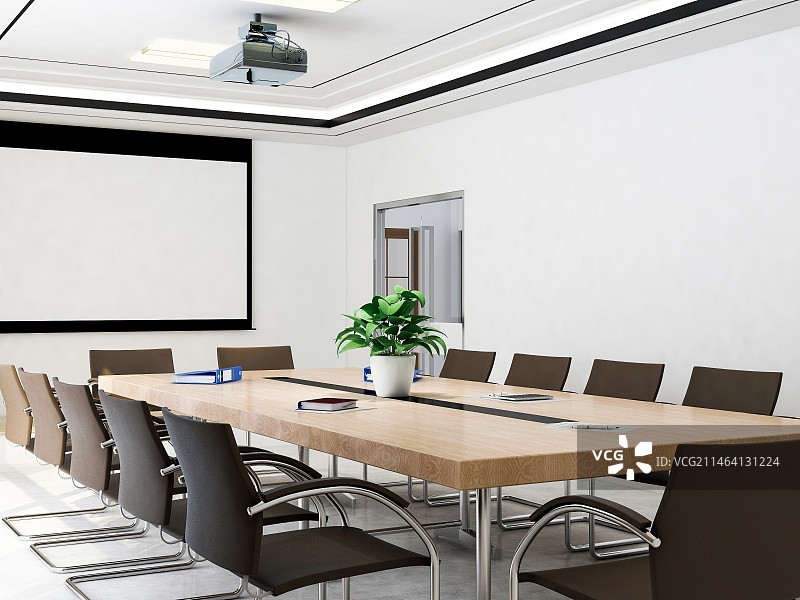 现代公司宽敞的会议室室内设计图片素材