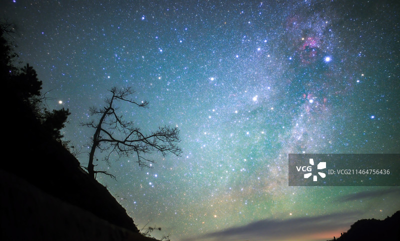 宇宙星空树木天空银河图片素材