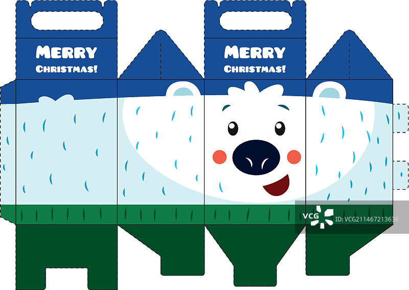 圣诞北极熊剪出的盒子图片素材