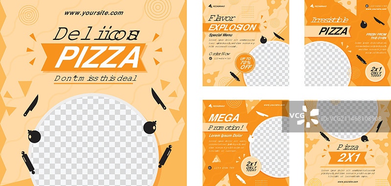 平面设计美味的披萨instagram帖子图片素材