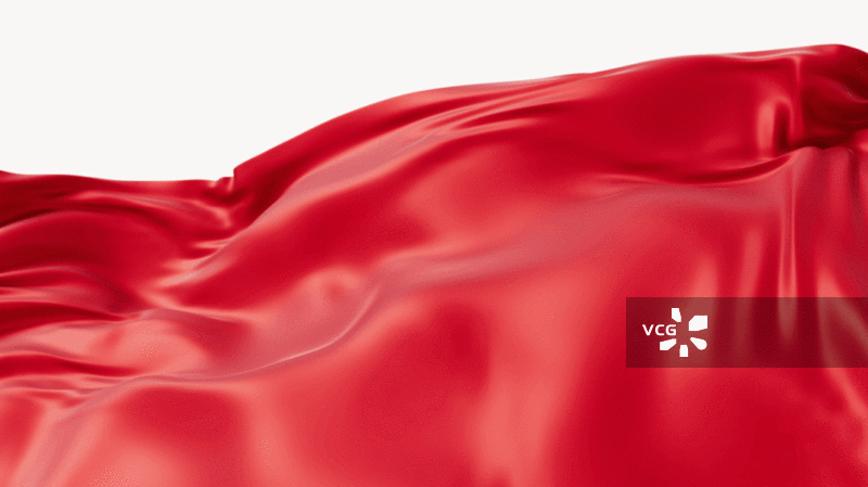 飘舞流动的红色红旗布料3D渲染图片素材