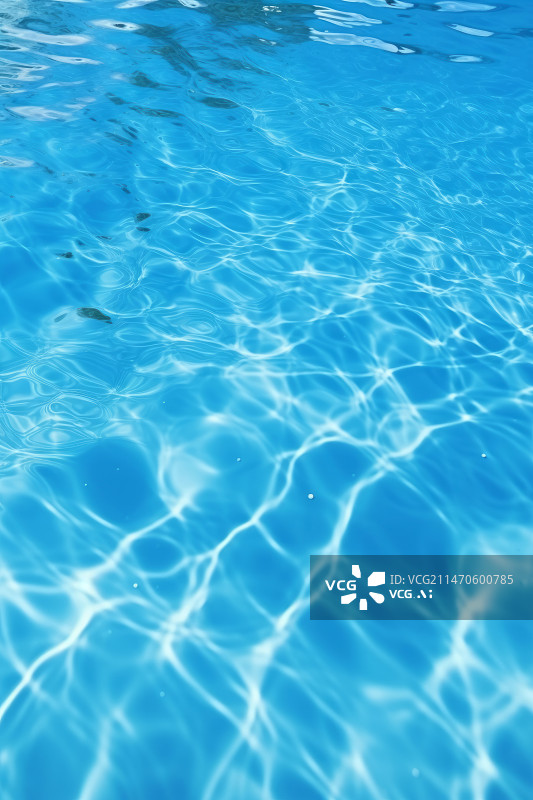 【AI数字艺术】游泳池蓝色水面波纹发光水纹背景图片素材