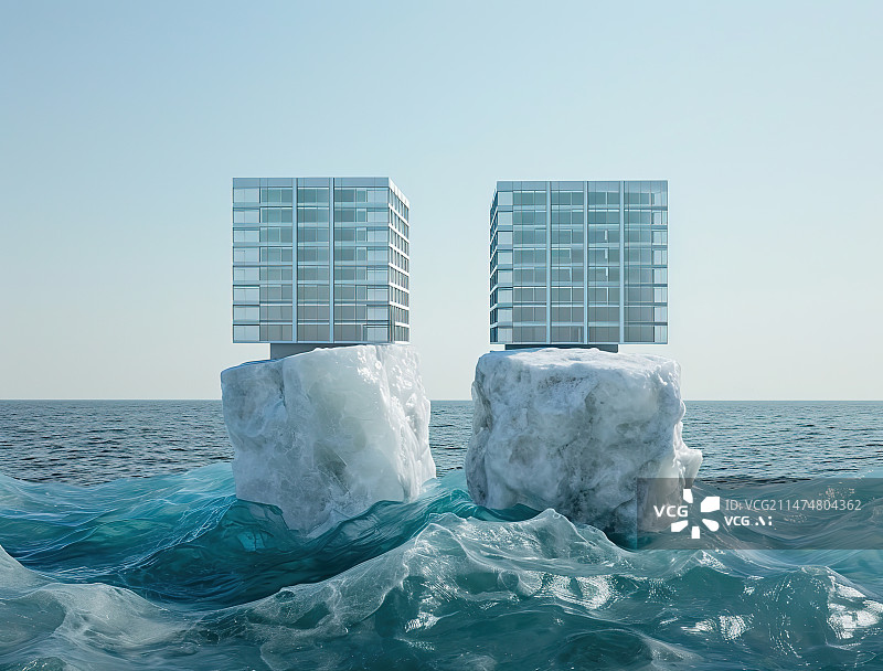【AI数字艺术】海边的冰山和浮冰图片素材