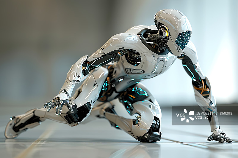 【AI数字艺术】奔跑中的机器人图片素材