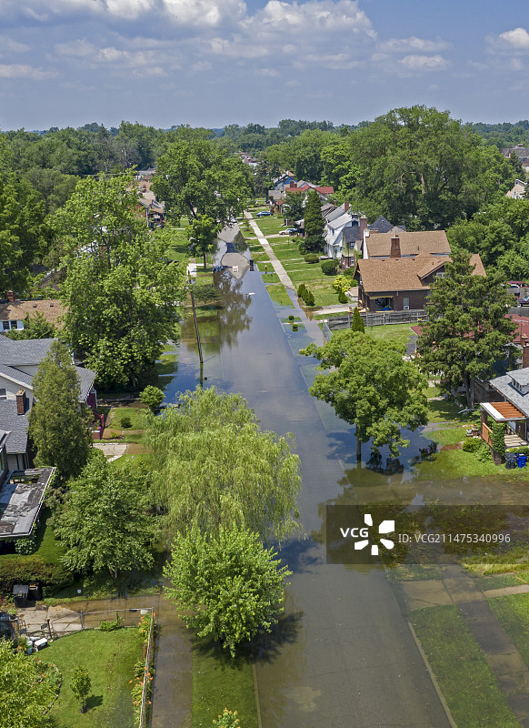 洪水，底特律，美国图片素材