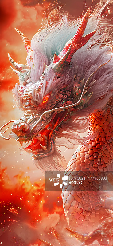 【AI数字艺术】红色中国神龙图片素材