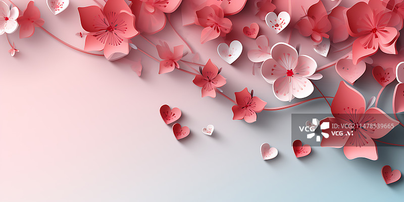 【AI数字艺术】喜庆桃花装饰春节背景素材，中国新年背景横幅插图图片素材
