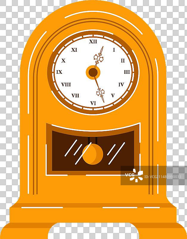 橙色复古摆钟显示时间经典图片素材