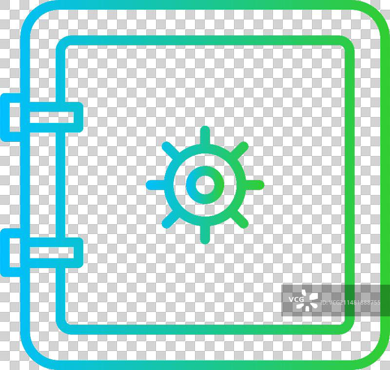保险箱金融图标与蓝色和绿色图片素材