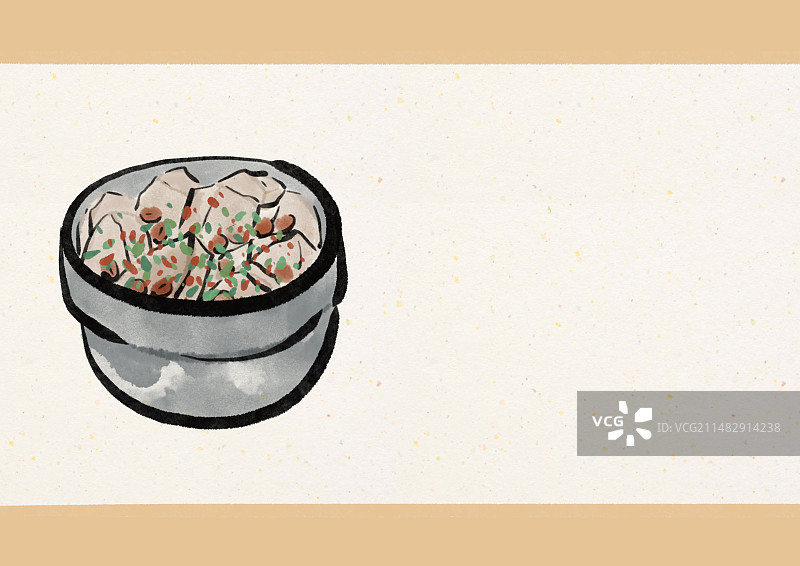 水墨风西藏美食插画-藏式凉粉图片素材