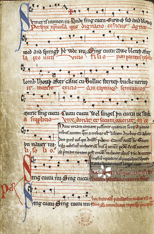 苏美尔在13世纪的歌曲手稿中图片素材