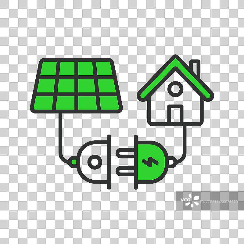 太阳能系统连接到房子的图标图片素材