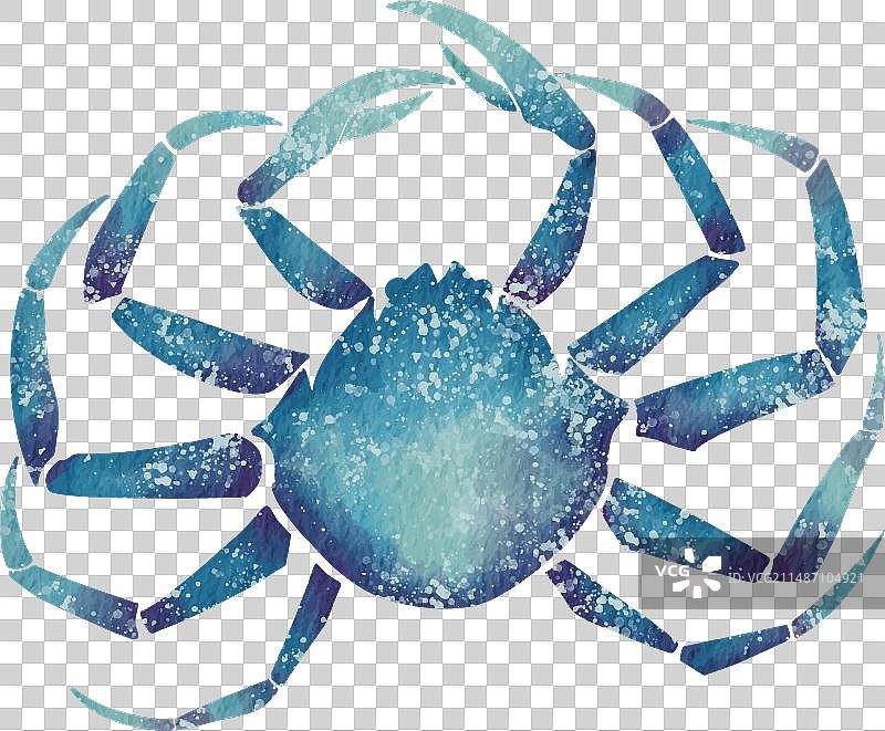 海洋生物螃蟹水彩画摘要图片素材