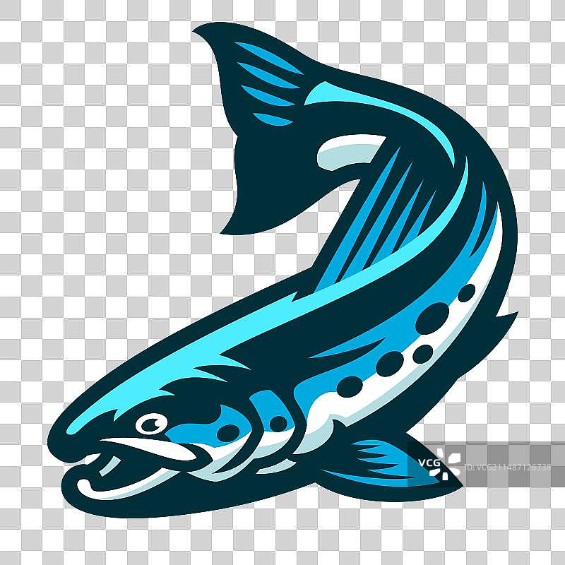 鳟鱼的标志吉祥物设计图片素材