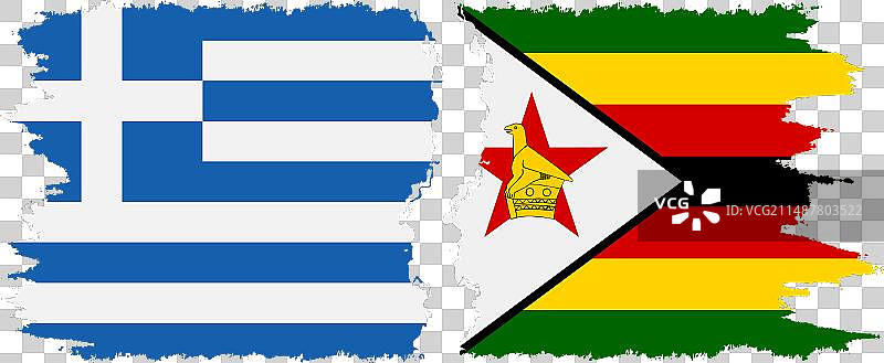 津巴布韦和希腊国旗连接图片素材