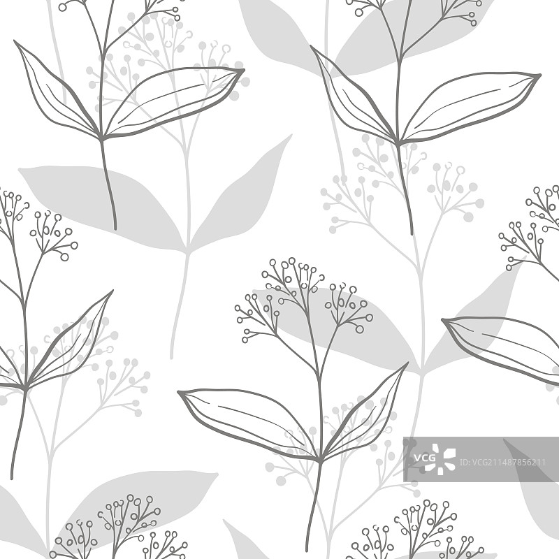 简单的单色花卉无缝图案图片素材