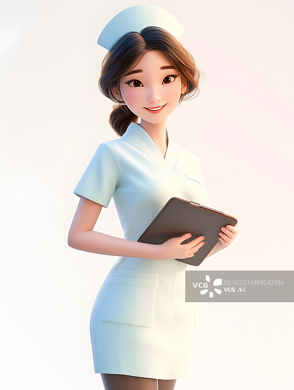 【AI数字艺术】一个女护士3D人物插画图片素材