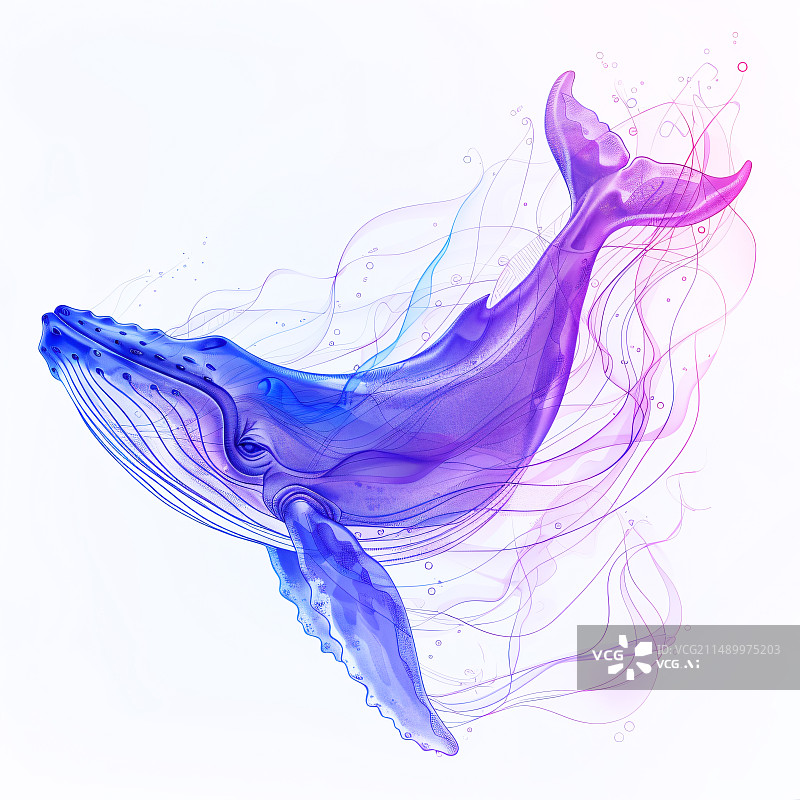 【AI数字艺术】鲸鱼简约风格海洋保护主题插画图片素材