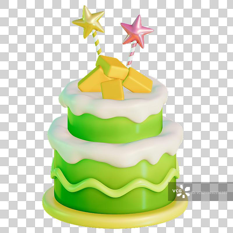 生日蛋糕3D渲染卡通插画元素图片素材