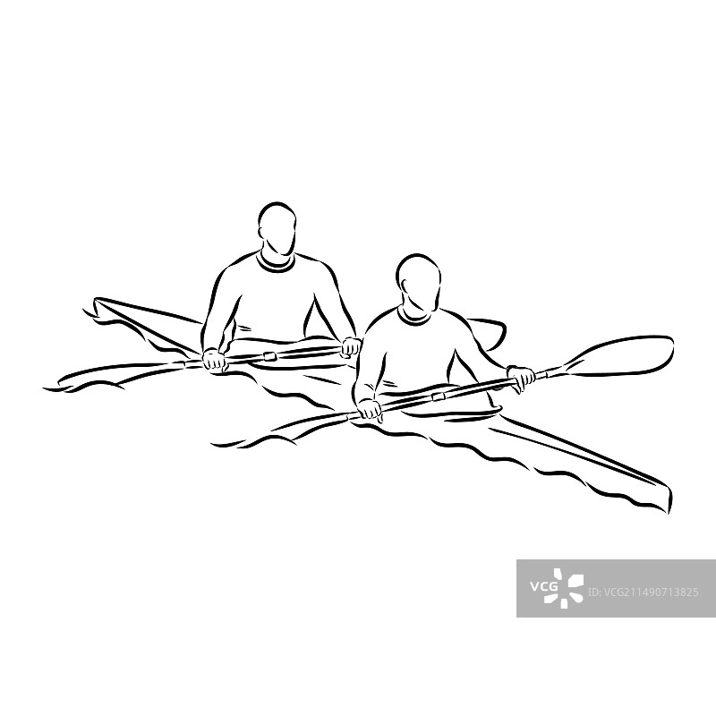 涂鸦风格的独木舟和桨素描格式图片素材