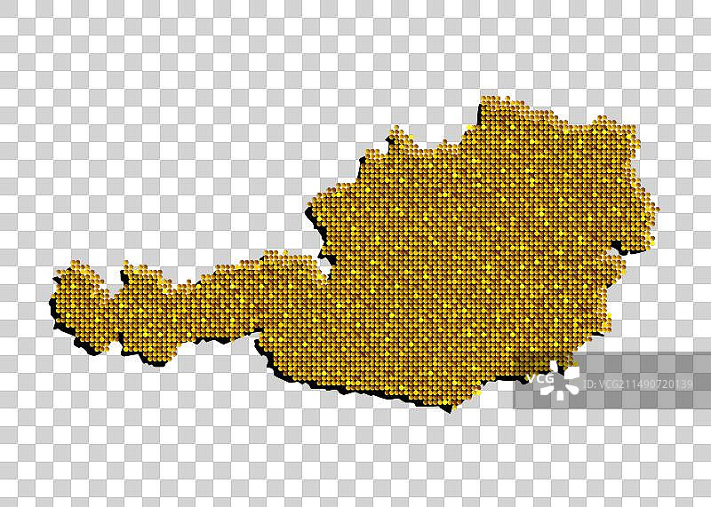 地图奥地利从金色亮片闪闪发光图片素材