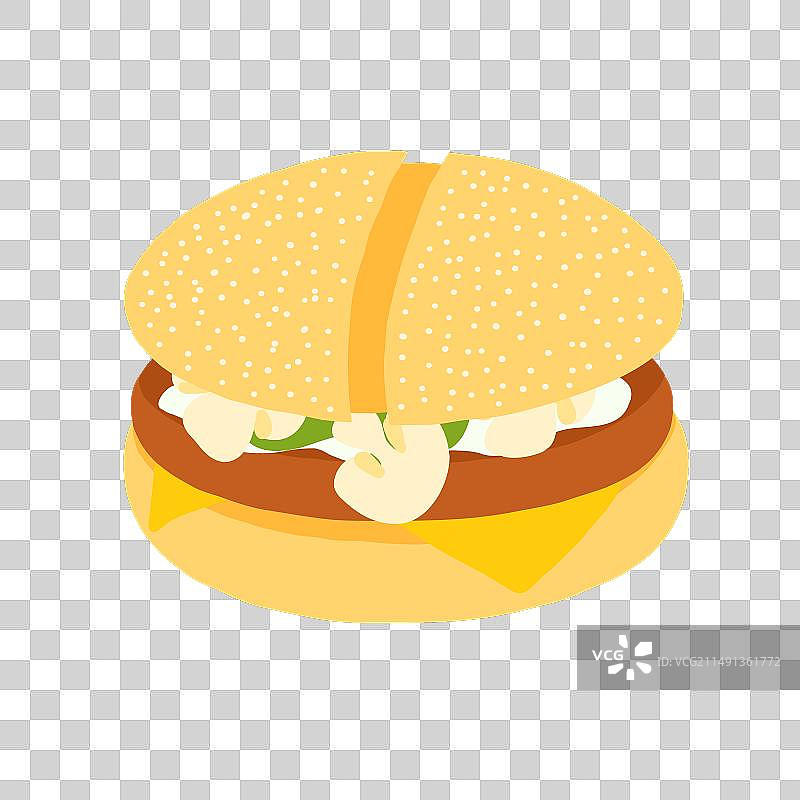 汉堡配小麦帕尼尼面包酱片图片素材