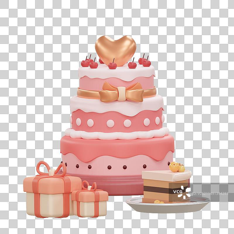 3d生日蛋糕卡通电商元素图片素材