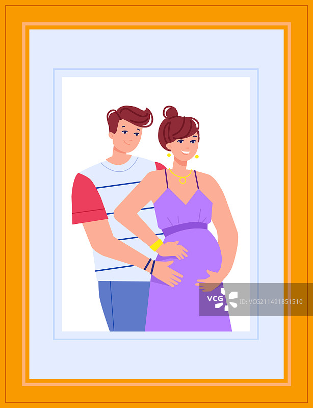 夫妇在等待婴儿怀孕的木制照片图片素材