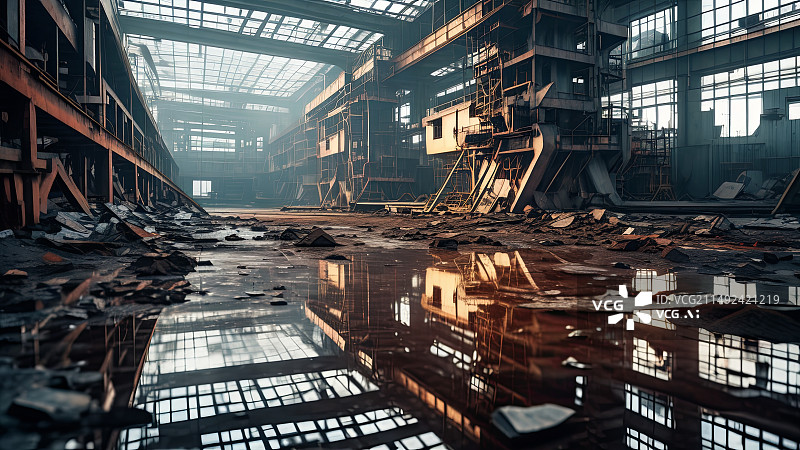 【AI数字艺术】废弃钢铁工厂图片素材