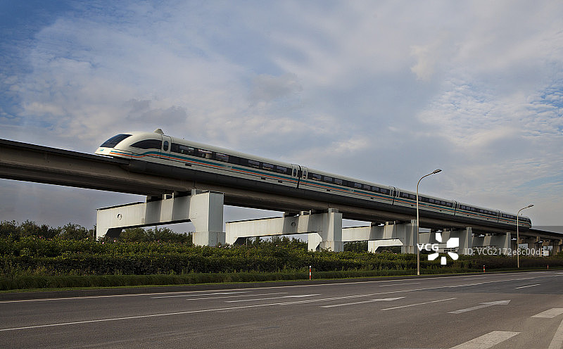 上海城市景观磁悬浮列车图片素材