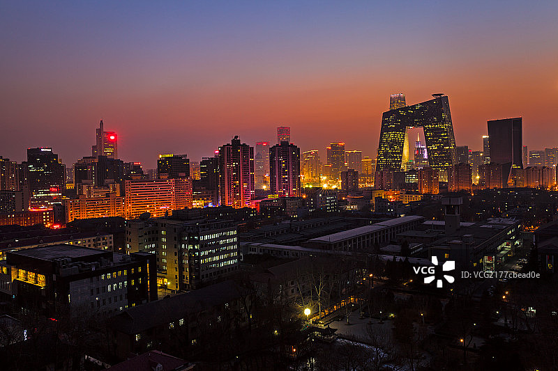 北京CBD地区夜景图片素材