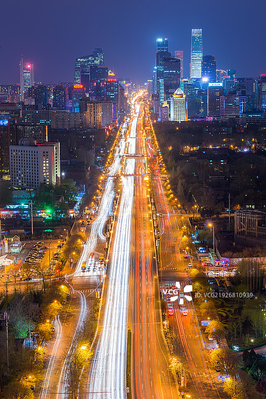 北京东三环CBD夜景图片素材