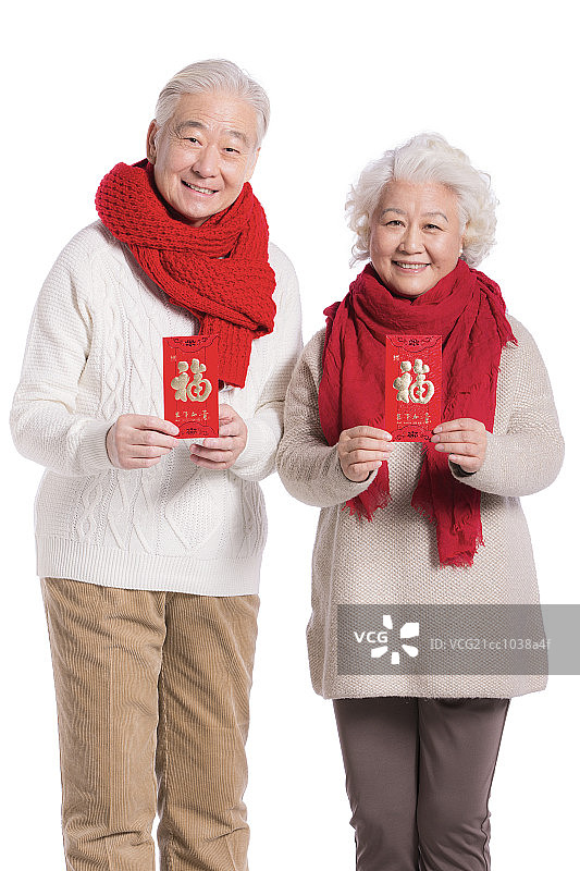 老年夫妇发红包图片素材