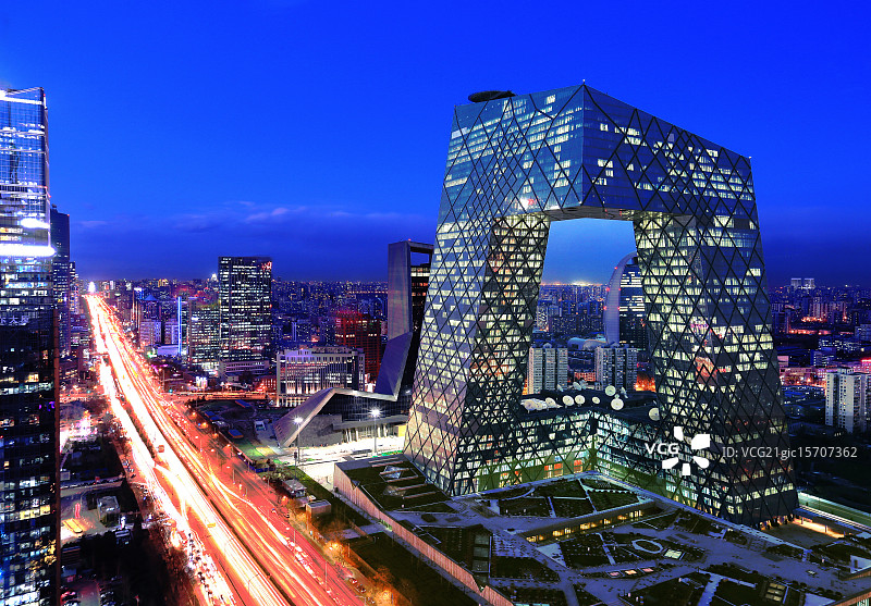北京CBD城市建筑夜景图片素材