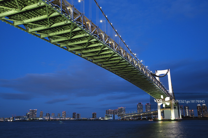 夜虹桥和城市景观，东京，日本图片素材