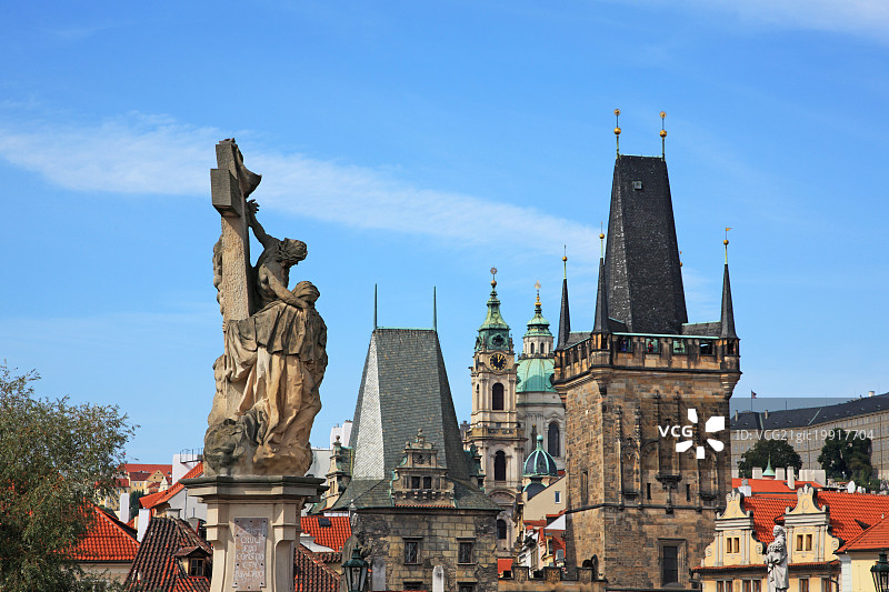 捷克共和国，布拉格历史中心，联合国教科文组织世界遗产，查尔斯桥图片素材