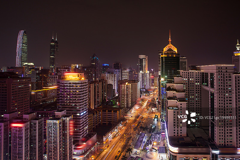 广东省深圳城市建筑夜景图片素材