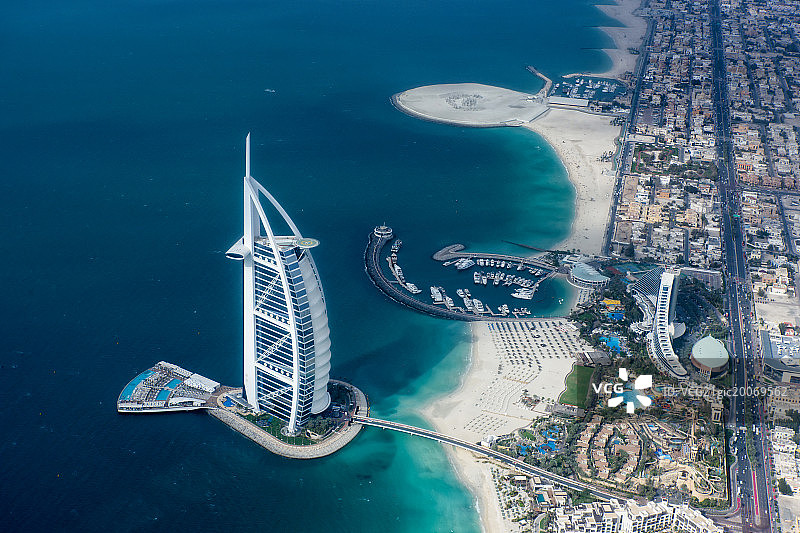 迪拜帆船酒店航拍图片素材