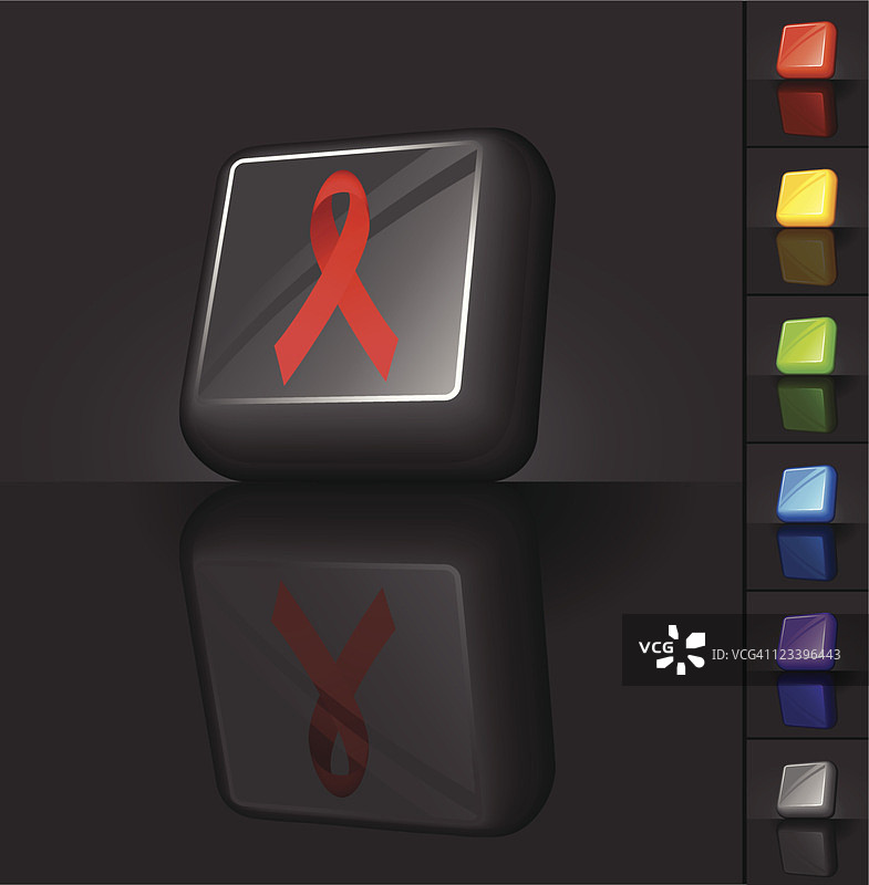 红色Aids丝带3D按钮设计图片素材