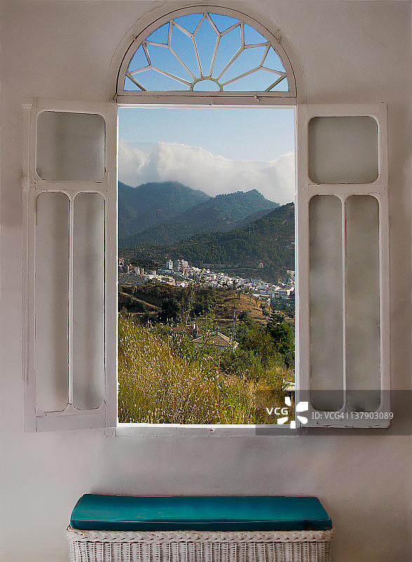 西班牙窗的景色图片素材
