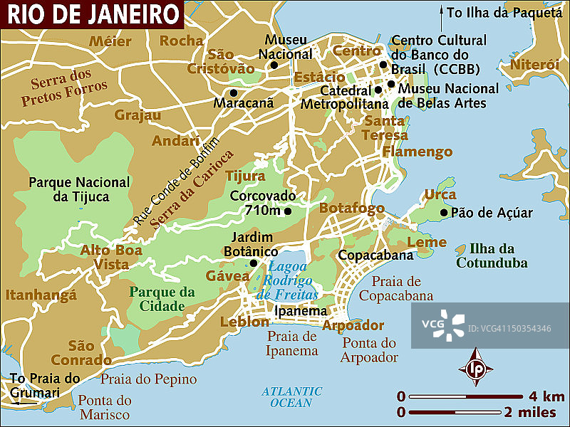 里约热内卢地图。图片素材