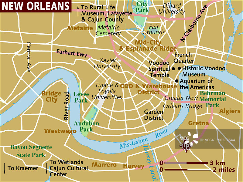 新奥尔良地图。图片素材