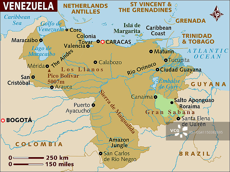 委内瑞拉的地图。图片素材
