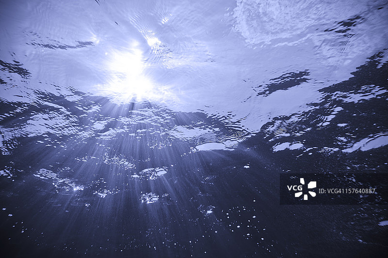 在水下，阳光照过海水图片素材