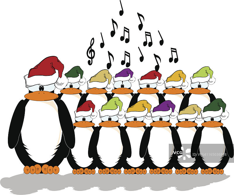 企鹅圣诞唱诗班图片素材