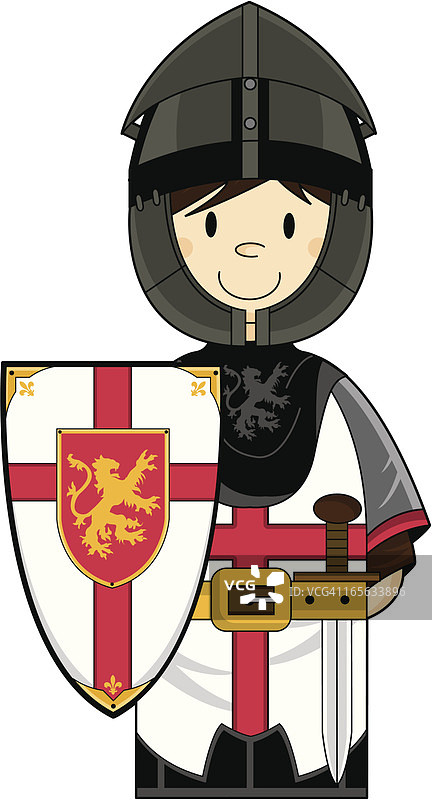 可爱的中世纪十字军骑士图片素材